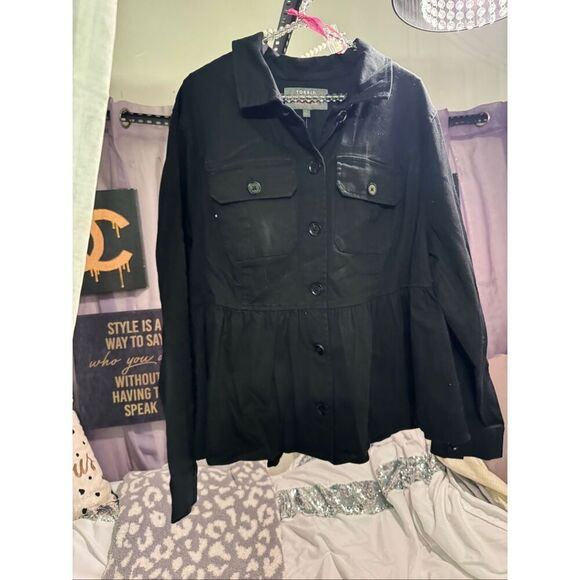 Torrid sz 2 nwt black peplum military jacket/coat safari/utility - Picture 4 of 6